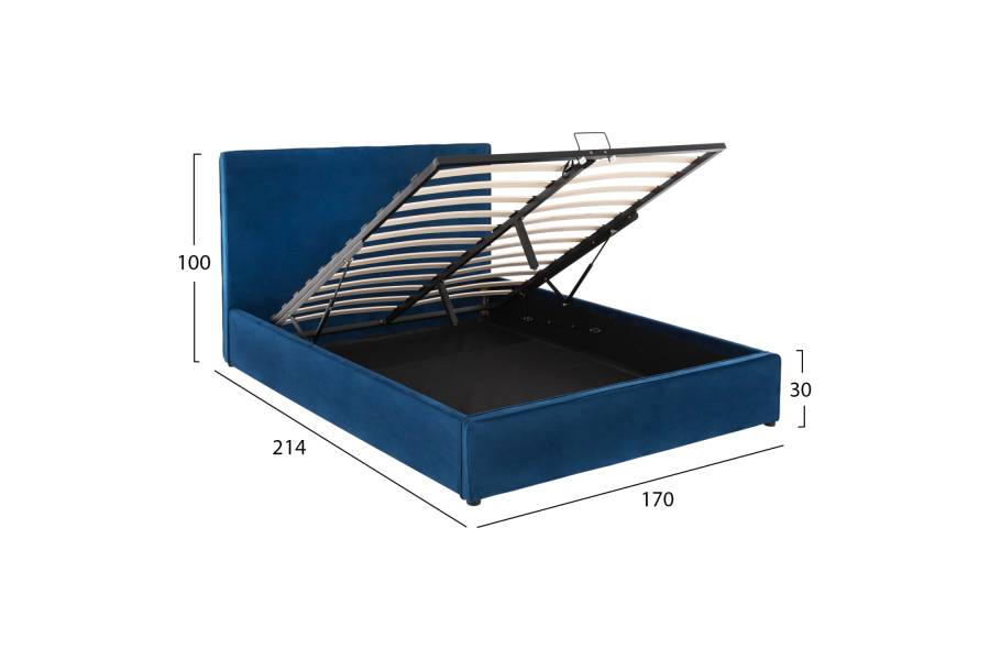 ΚΡΕΒΑΤΙ ALLIE HM584.18 160Χ200 ΜΕ ΑΠΟΘΗΚΕΥΤΙΚΟ ΧΩΡΟ-ΜΠΛΕ ΒΕΛΟΥΔΟ