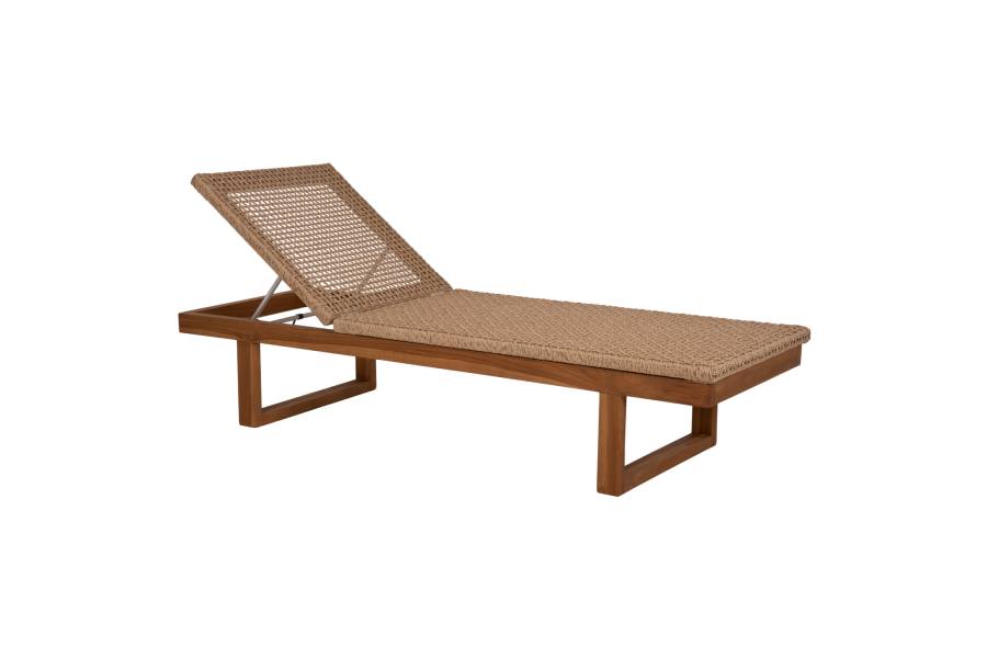 ΞΑΠΛΩΣΤΡΑ PATRON HM5993 TEAK ΞΥΛΟ ΚΑΙ ΣΧΟΙΝΙ VIRO ΣΕ ΠΛΕΞΗ WICKER 191x65x86Yεκ.