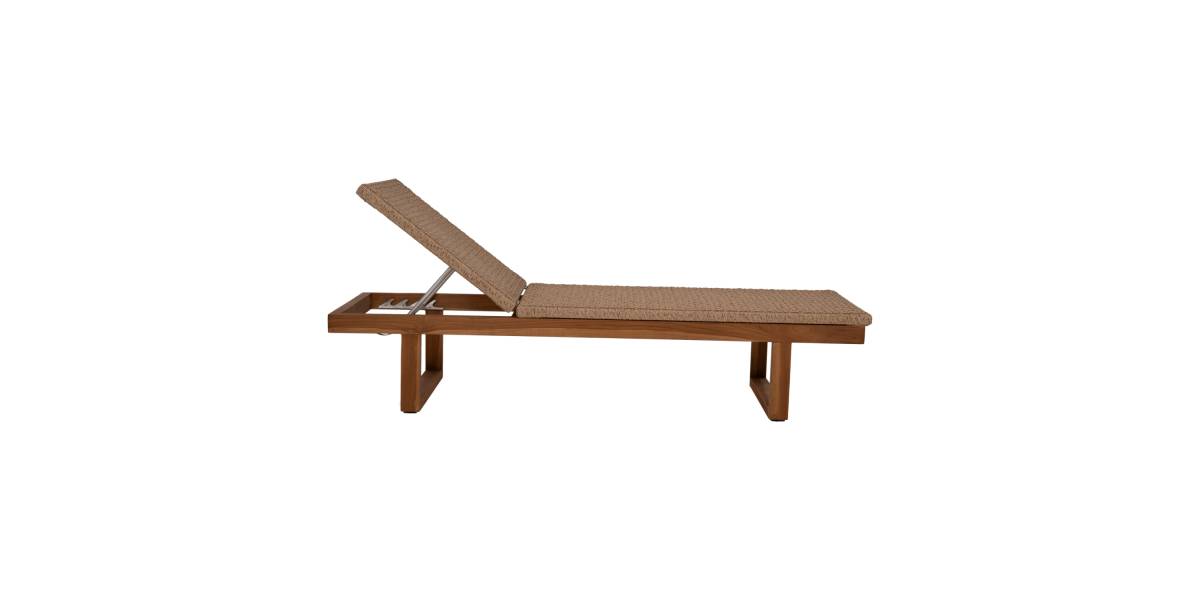 ΞΑΠΛΩΣΤΡΑ PATRON HM5993 TEAK ΞΥΛΟ ΚΑΙ ΣΧΟΙΝΙ VIRO ΣΕ ΠΛΕΞΗ WICKER 191x65x86Yεκ.