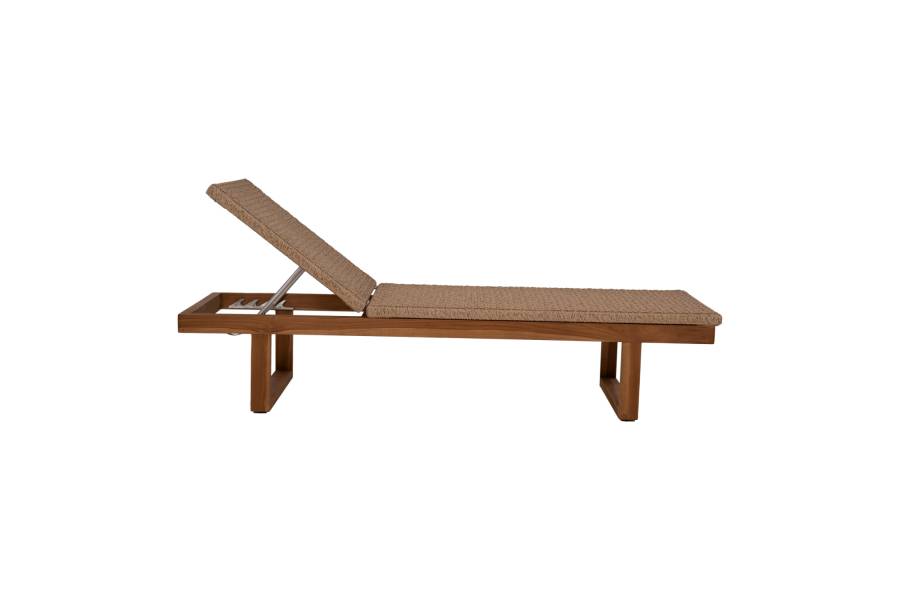 ΞΑΠΛΩΣΤΡΑ PATRON HM5993 TEAK ΞΥΛΟ ΚΑΙ ΣΧΟΙΝΙ VIRO ΣΕ ΠΛΕΞΗ WICKER 191x65x86Yεκ.