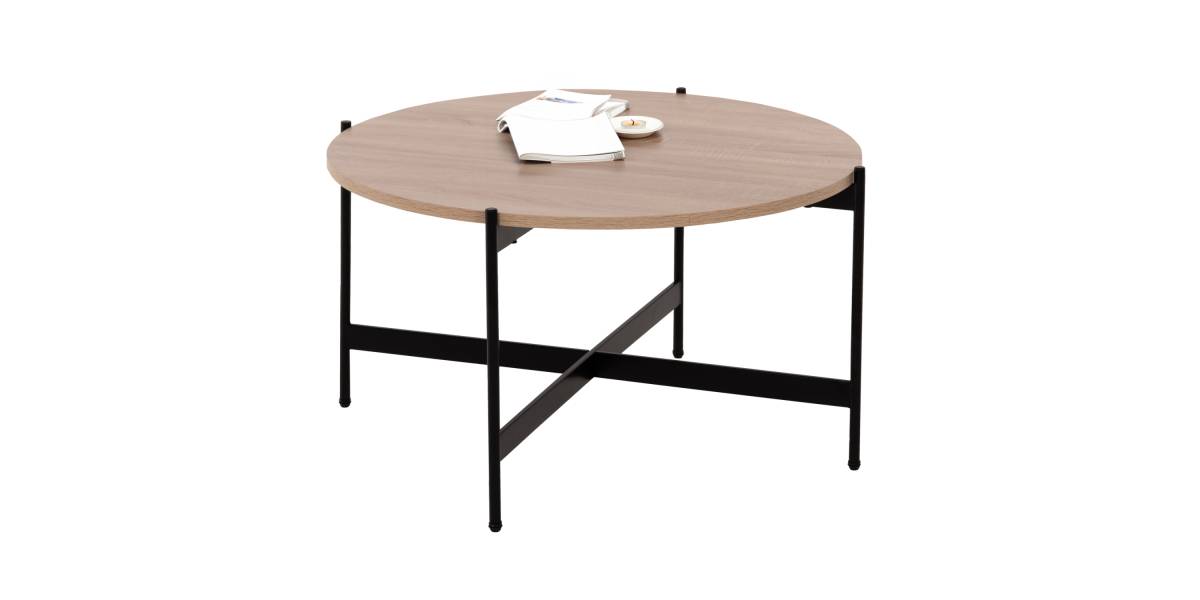 ΤΡΑΠΕΖΙ ΣΑΛΟΝΙΟΥ HM9588.03 MDF ΣΟΝΑΜΑ-ΜΑΥΡΗ ΜΕΤΑΛΛΙΚΗ ΒΑΣΗ Φ80x45Υεκ.