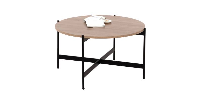 ΤΡΑΠΕΖΙ ΣΑΛΟΝΙΟΥ HM9588.03 MDF ΣΟΝΑΜΑ-ΜΑΥΡΗ ΜΕΤΑΛΛΙΚΗ ΒΑΣΗ Φ80x45Υεκ.