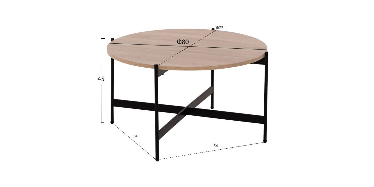 ΤΡΑΠΕΖΙ ΣΑΛΟΝΙΟΥ HM9588.03 MDF ΣΟΝΑΜΑ-ΜΑΥΡΗ ΜΕΤΑΛΛΙΚΗ ΒΑΣΗ Φ80x45Υεκ.