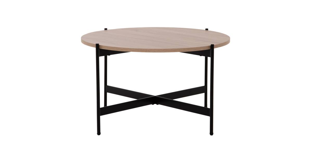 ΤΡΑΠΕΖΙ ΣΑΛΟΝΙΟΥ HM9588.03 MDF ΣΟΝΑΜΑ-ΜΑΥΡΗ ΜΕΤΑΛΛΙΚΗ ΒΑΣΗ Φ80x45Υεκ.