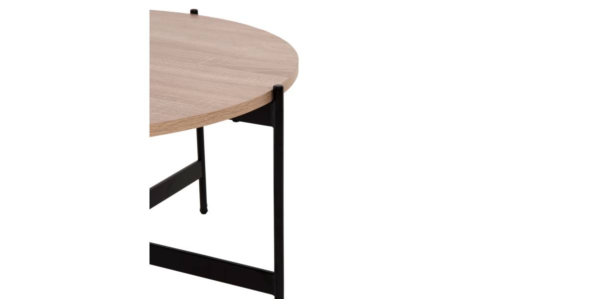 ΤΡΑΠΕΖΙ ΣΑΛΟΝΙΟΥ HM9588.03 MDF ΣΟΝΑΜΑ-ΜΑΥΡΗ ΜΕΤΑΛΛΙΚΗ ΒΑΣΗ Φ80x45Υεκ.