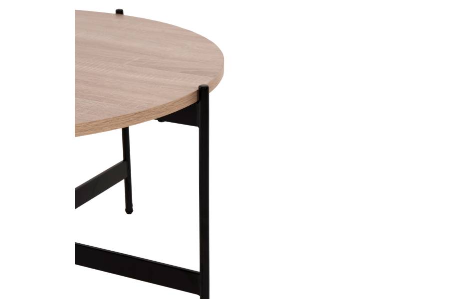 ΤΡΑΠΕΖΙ ΣΑΛΟΝΙΟΥ HM9588.03 MDF ΣΟΝΑΜΑ-ΜΑΥΡΗ ΜΕΤΑΛΛΙΚΗ ΒΑΣΗ Φ80x45Υεκ.