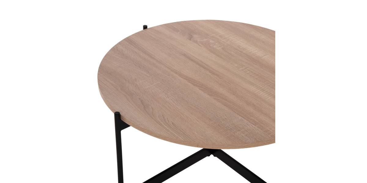 ΤΡΑΠΕΖΙ ΣΑΛΟΝΙΟΥ HM9588.03 MDF ΣΟΝΑΜΑ-ΜΑΥΡΗ ΜΕΤΑΛΛΙΚΗ ΒΑΣΗ Φ80x45Υεκ.