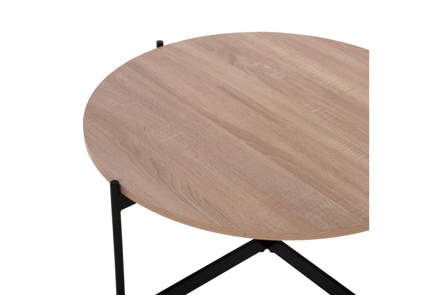 ΤΡΑΠΕΖΙ ΣΑΛΟΝΙΟΥ HM9588.03 MDF ΣΟΝΑΜΑ-ΜΑΥΡΗ ΜΕΤΑΛΛΙΚΗ ΒΑΣΗ Φ80x45Υεκ.