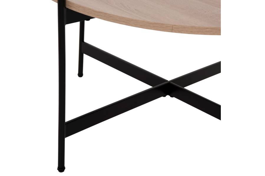 ΤΡΑΠΕΖΙ ΣΑΛΟΝΙΟΥ HM9588.03 MDF ΣΟΝΑΜΑ-ΜΑΥΡΗ ΜΕΤΑΛΛΙΚΗ ΒΑΣΗ Φ80x45Υεκ.