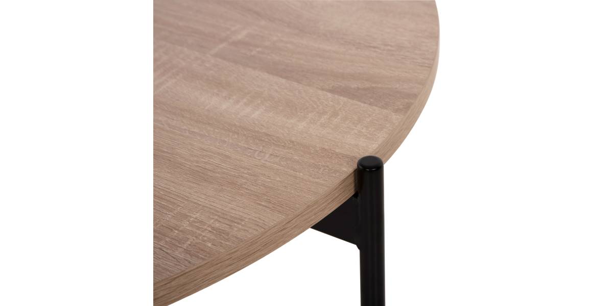 ΤΡΑΠΕΖΙ ΣΑΛΟΝΙΟΥ HM9588.03 MDF ΣΟΝΑΜΑ-ΜΑΥΡΗ ΜΕΤΑΛΛΙΚΗ ΒΑΣΗ Φ80x45Υεκ.