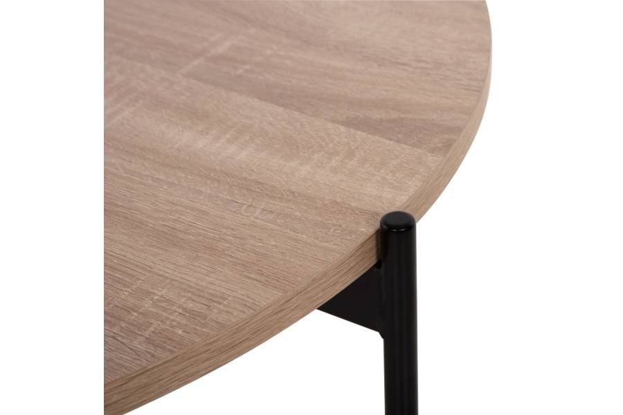 ΤΡΑΠΕΖΙ ΣΑΛΟΝΙΟΥ HM9588.03 MDF ΣΟΝΑΜΑ-ΜΑΥΡΗ ΜΕΤΑΛΛΙΚΗ ΒΑΣΗ Φ80x45Υεκ.