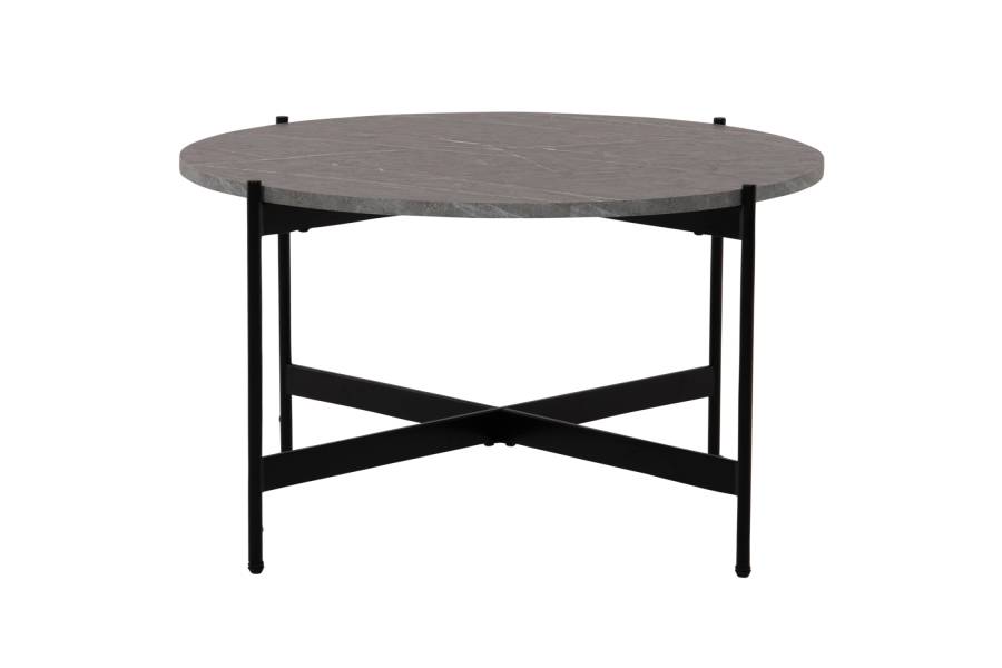 ΤΡΑΠΕΖΙ ΣΑΛΟΝΙΟΥ HM9588.02 MDF ΓΚΡΙ ΜΑΡΜΑΡΟ-ΜΑΥΡΗ ΜΕΤΑΛΛΙΚΗ ΒΑΣΗ Φ80x45Υεκ.