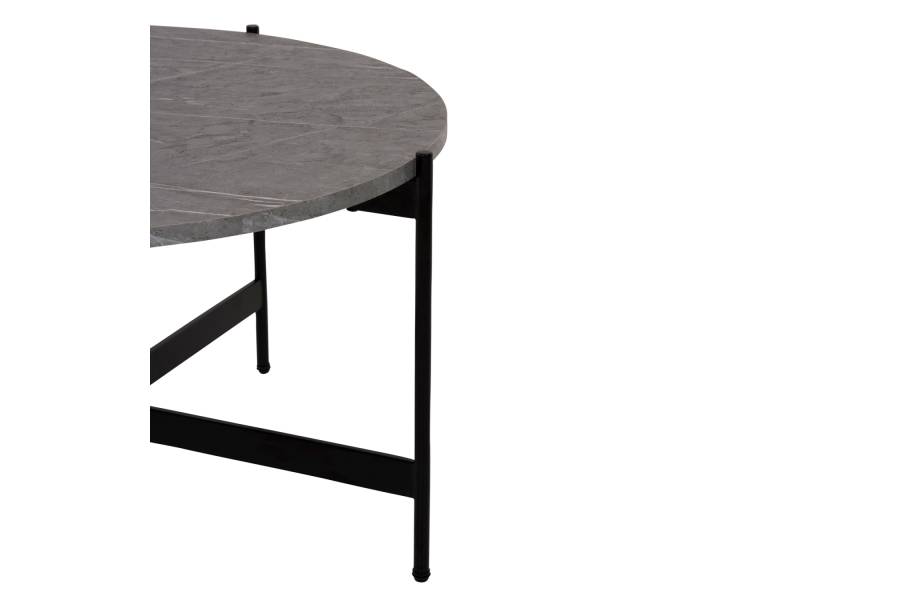 ΤΡΑΠΕΖΙ ΣΑΛΟΝΙΟΥ HM9588.02 MDF ΓΚΡΙ ΜΑΡΜΑΡΟ-ΜΑΥΡΗ ΜΕΤΑΛΛΙΚΗ ΒΑΣΗ Φ80x45Υεκ.