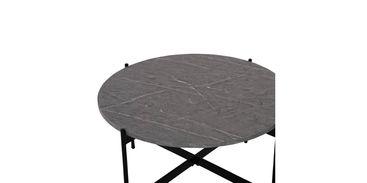 ΤΡΑΠΕΖΙ ΣΑΛΟΝΙΟΥ HM9588.02 MDF ΓΚΡΙ ΜΑΡΜΑΡΟ-ΜΑΥΡΗ ΜΕΤΑΛΛΙΚΗ ΒΑΣΗ Φ80x45Υεκ.