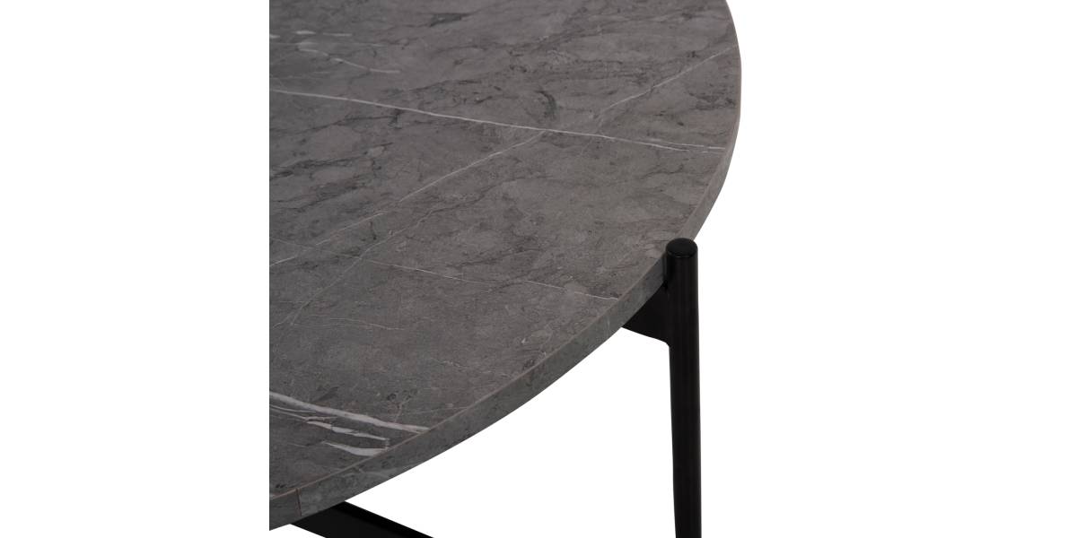 ΤΡΑΠΕΖΙ ΣΑΛΟΝΙΟΥ HM9588.02 MDF ΓΚΡΙ ΜΑΡΜΑΡΟ-ΜΑΥΡΗ ΜΕΤΑΛΛΙΚΗ ΒΑΣΗ Φ80x45Υεκ.