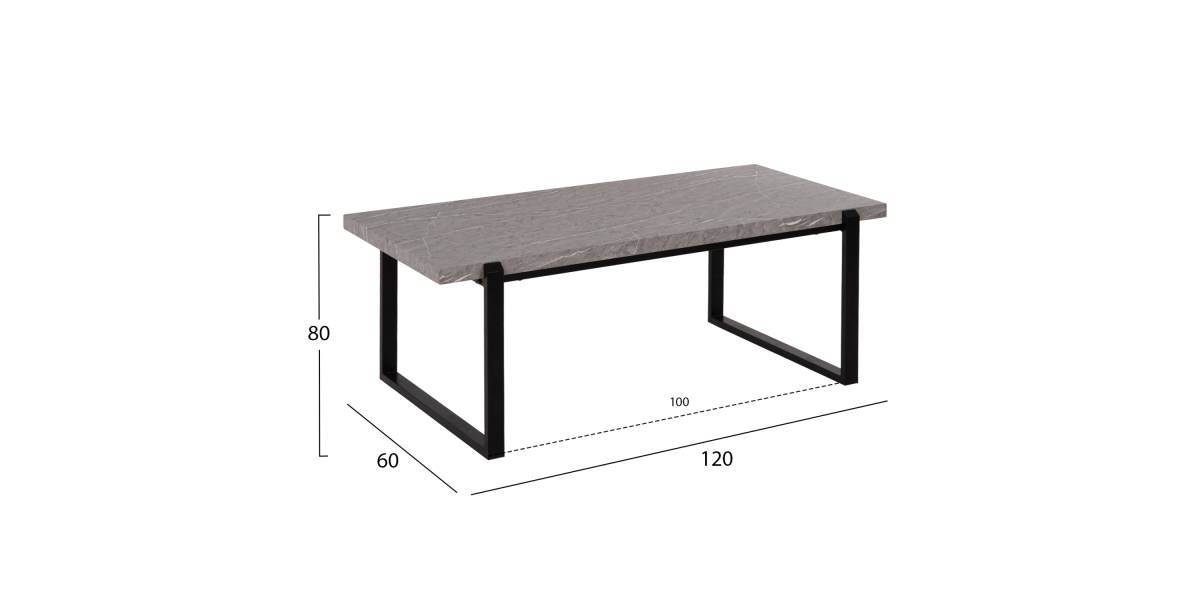 ΤΡΑΠΕΖΙ ΣΑΛΟΝΙΟΥ SHABEN HM9585.02 MDF ΓΚΡΙ ΜΑΡΜΑΡΟ-ΜΑΥΡΗ ΜΕΤΑΛΛΙΚΗ ΒΑΣΗ 120x60X46Yεκ.