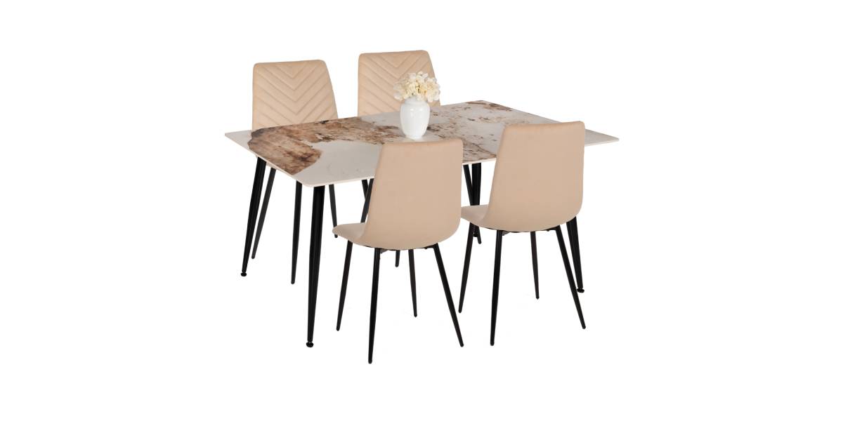 ΣΕΤ ΤΡΑΠΕΖΑΡΙΑΣ 5ΤΜΧ HM11913 ΤΡΑΠΕΖΙ SINTERED STONE-4 ΚΑΡΕΚΛΕΣ ΜΕ ΒΕΛΟΥΔΟ