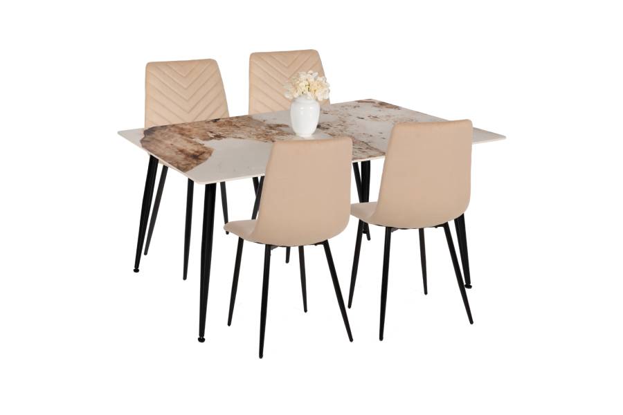 ΣΕΤ ΤΡΑΠΕΖΑΡΙΑΣ 5ΤΜΧ HM11913 ΤΡΑΠΕΖΙ SINTERED STONE-4 ΚΑΡΕΚΛΕΣ ΜΕ ΒΕΛΟΥΔΟ