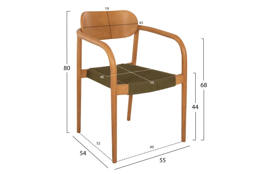 ΠΟΛΥΘΡΟΝΑ OSLO HM9636.05 ΞΥΛΟ TEAK ΦΥΣΙΚΟ & ΠΡΑΣΙΝΟ ΣΧΟΙΝΙ 55x54x80Yεκ.