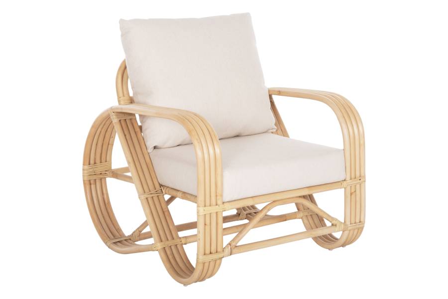 ΠΟΛΥΘΡΟΝΑ BARONESS HM9813 ΦΥΣΙΚΟ RATTAN ΚΑΙ ΛΕΥΚΑ ΜΑΞΙΛΑΡΙΑ 81x90x92Yεκ.