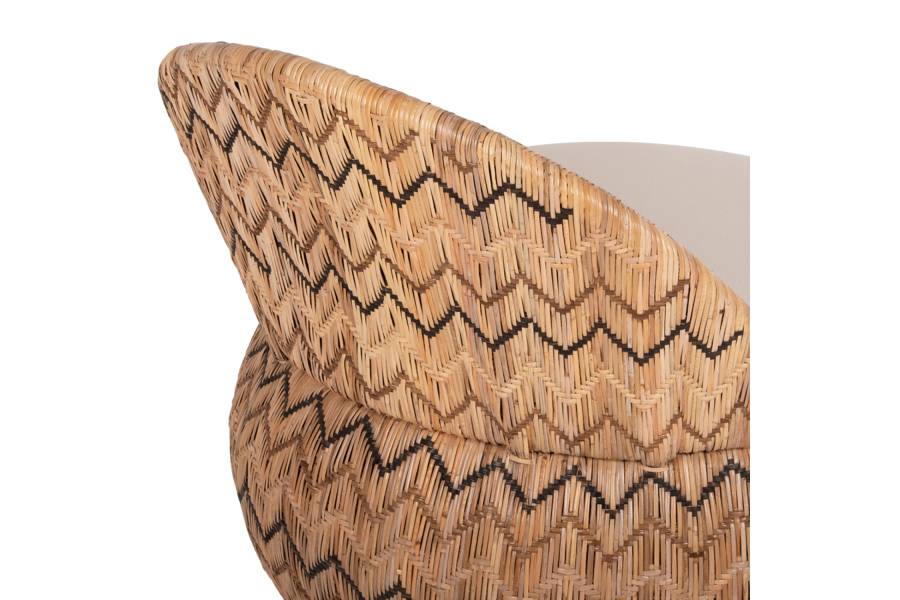 ΠΟΛΥΘΡΟΝΑ ΣΤΡΟΓΓΥΛΗ LADLON HM5992 RATTAN ΦΥΣΙΚΟ-ΕΚΡΟΥ ΜΑΞΙΛΑΡΙ 97x97x76Υεκ.
