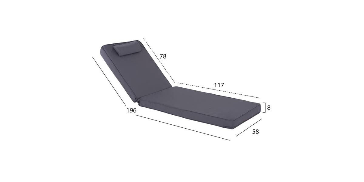 ΜΑΞΙΛΑΡΙ ΞΑΠΛΩΣΤΡΑΣ TEXTILENE 600gr SIFNOS ΓΚΡΙ HM11236.30T 196(117+1+78)x58x9εκ.