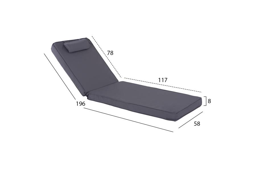 ΜΑΞΙΛΑΡΙ ΞΑΠΛΩΣΤΡΑΣ TEXTILENE 600gr SIFNOS ΓΚΡΙ HM11236.30T 196(117+1+78)x58x9εκ.