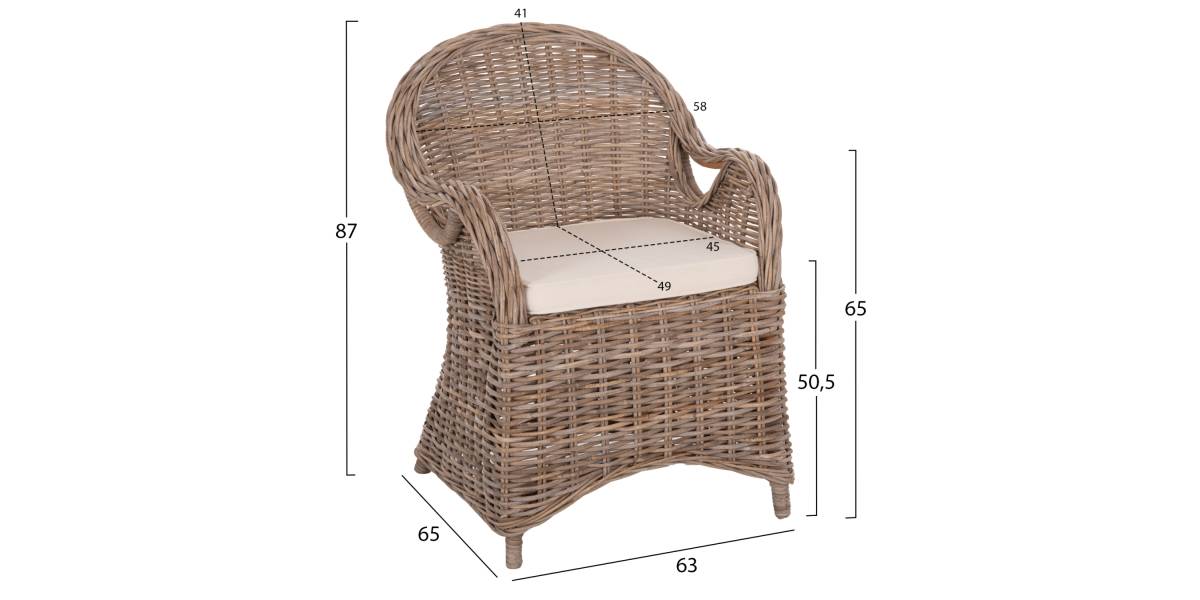 ΠΟΛΥΘΡΟΝΑ ΜΕ ΕΚΡΟΥ ΜΑΞΙΛΑΡΙ KEYLA HM9536 ΚΑΦΕ RATTAN 63x65x87Υεκ.