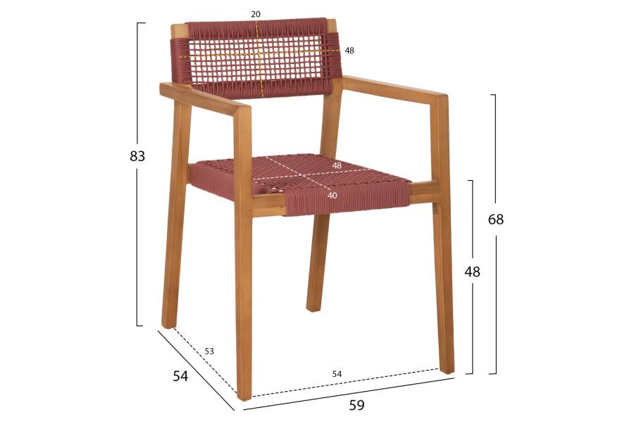 ΠΟΛΥΘΡΟΝΑ CHARLOTTE HM9637.06 ΞΥΛΟ TEAK ΦΥΣΙΚΟ & ΡΟΖ ΣΧΟΙΝΙ 59x54x83Y εκ.