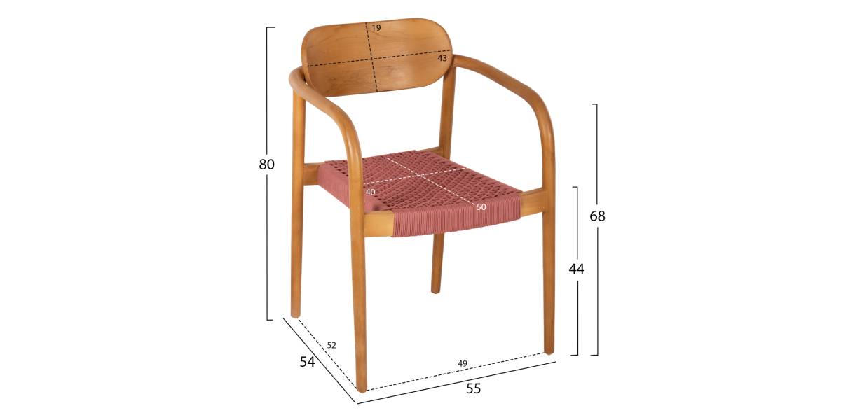 ΠΟΛΥΘΡΟΝΑ OSLO HM9636.06 ΞΥΛΟ TEAK ΦΥΣΙΚΟ & ΡΟΖ ΣΧΟΙΝΙ 55x54x80Yεκ.