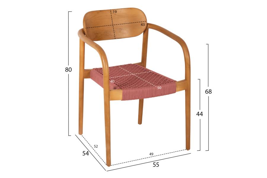 ΠΟΛΥΘΡΟΝΑ OSLO HM9636.06 ΞΥΛΟ TEAK ΦΥΣΙΚΟ & ΡΟΖ ΣΧΟΙΝΙ 55x54x80Yεκ.