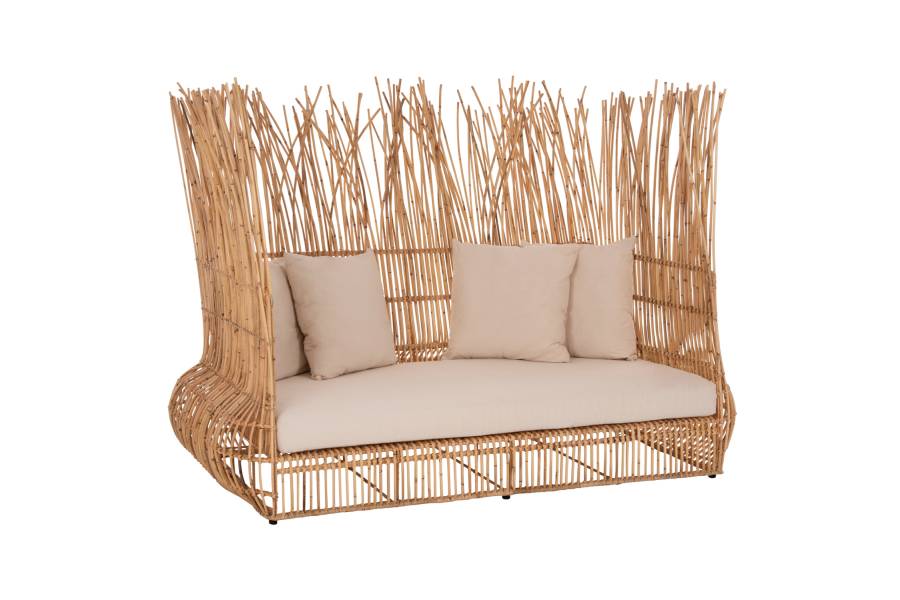 ΚΑΝΑΠΕΣ ΕΞ. ΧΩΡΟΥ ZEPHYR HM5988 ΚΑΛΑΜΙΑ RATTAN ΦΥΣΙΚΟ-ΜΠΕΖ ΜΑΞΙΛΑΡΙΑ 200x120x142Yεκ.
