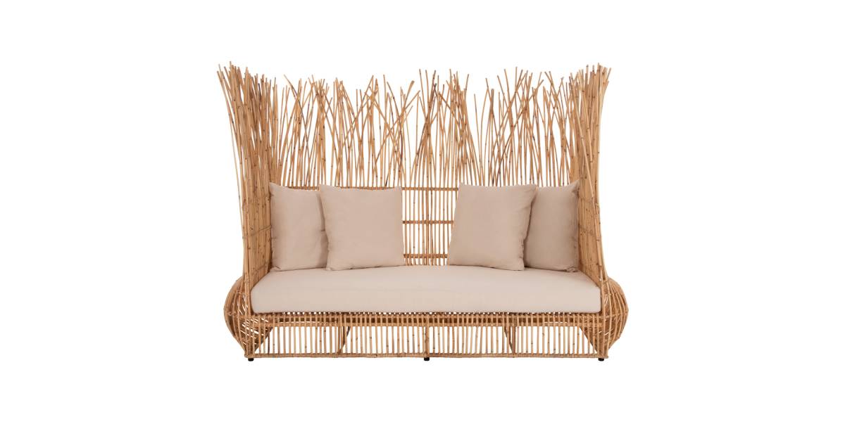 ΚΑΝΑΠΕΣ ΕΞ. ΧΩΡΟΥ ZEPHYR HM5988 ΚΑΛΑΜΙΑ RATTAN ΦΥΣΙΚΟ-ΜΠΕΖ ΜΑΞΙΛΑΡΙΑ 200x120x142Yεκ.