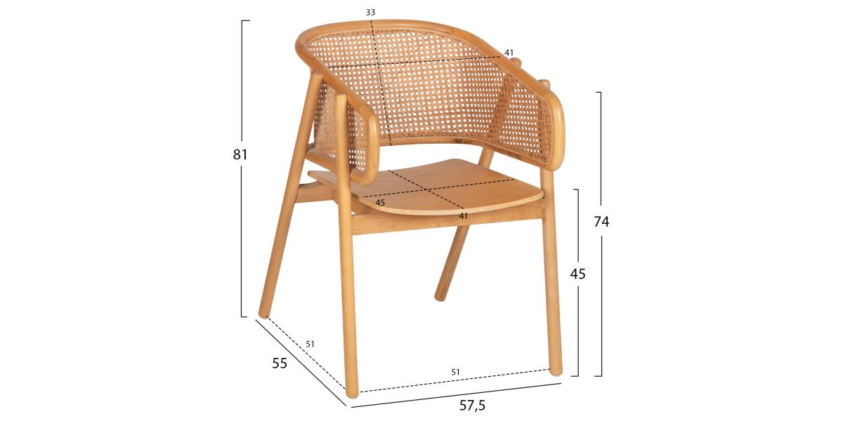 ΠΟΛΥΘΡΟΝΑ KENLEE HM9872 ΦΡΑΞΙΝΟΣ ΚΑΙ ΦΥΣΙΚΟ RATTAN RATTAN ΣΕ ΦΥΣΙΚΟ 57,5x55x81Yεκ.