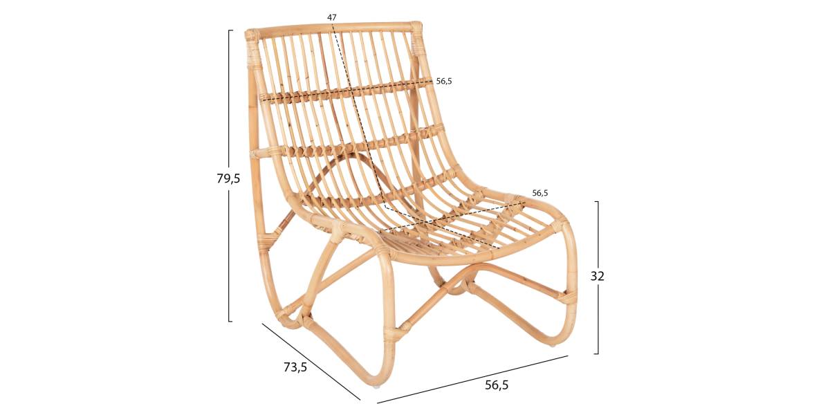 ΠΟΛΥΘΡΟΝΑ GRINN HM9815.01 ΡΑΒΔΟΙ RATTAN ΣΕ ΦΥΣΙΚΟ 56,5x73,5x79,5Υ εκ.