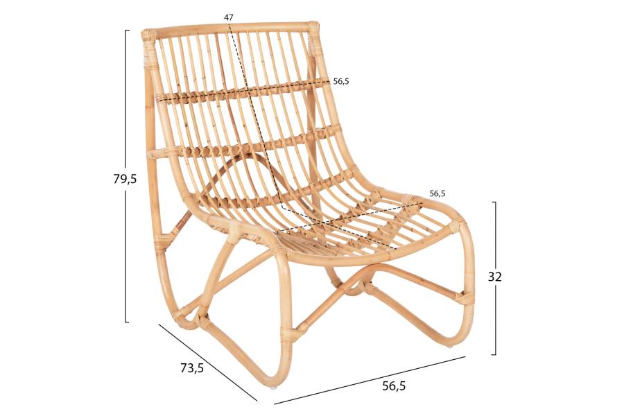 ΠΟΛΥΘΡΟΝΑ GRINN HM9815.01 ΡΑΒΔΟΙ RATTAN ΣΕ ΦΥΣΙΚΟ 56,5x73,5x79,5Υ εκ.
