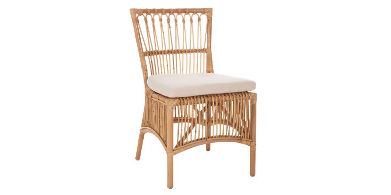 ΚΑΡΕΚΛΑ THALIN HM9834 RATTAN ΣΕ ΦΥΣΙΚΟ-ΜΑΞΙΛΑΡΙ ΣΕ ΛΕΥΚΟ 53x58x91Υεκ.