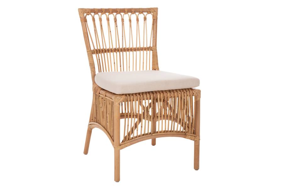 ΚΑΡΕΚΛΑ THALIN HM9834 RATTAN ΣΕ ΦΥΣΙΚΟ-ΜΑΞΙΛΑΡΙ ΣΕ ΛΕΥΚΟ 53x58x91Υεκ.