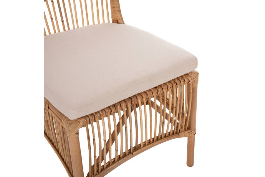 ΚΑΡΕΚΛΑ THALIN HM9834 RATTAN ΣΕ ΦΥΣΙΚΟ-ΜΑΞΙΛΑΡΙ ΣΕ ΛΕΥΚΟ 53x58x91Υεκ.