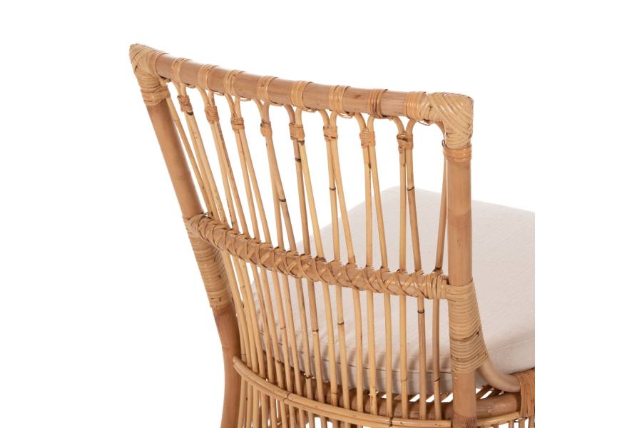ΚΑΡΕΚΛΑ THALIN HM9834 RATTAN ΣΕ ΦΥΣΙΚΟ-ΜΑΞΙΛΑΡΙ ΣΕ ΛΕΥΚΟ 53x58x91Υεκ.