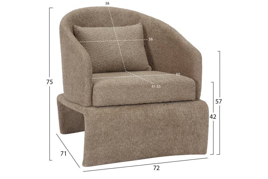 ΠΟΛΥΘΡΟΝΑ BEVY HM9677.03 ΜΠΕΖ ΜΠΟΥΚΛΕ ΥΦΑΣΜΑ-ΜΕΤΑΛΛΙΚΟΣ ΣΚΕΛΕΤΟΣ 72x71x75Υεκ.