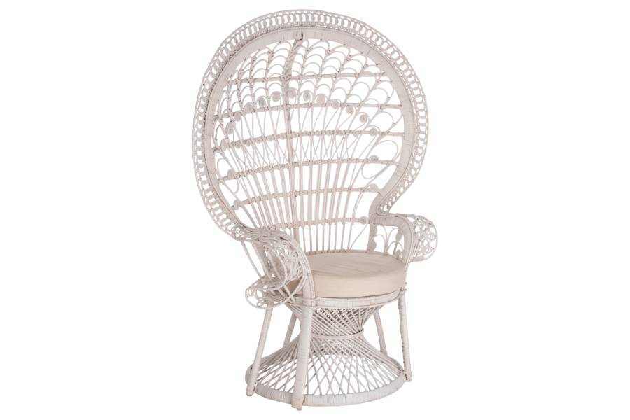 ΠΟΛΥΘΡΟΝΑ ROYAL PEACOCK HM9342.02 RATTAN ΣΕ ΛΕΥΚΟ-ΜΑΞΙΛΑΡΙ ΛΕΥΚΟ 114x72x150Yεκ.