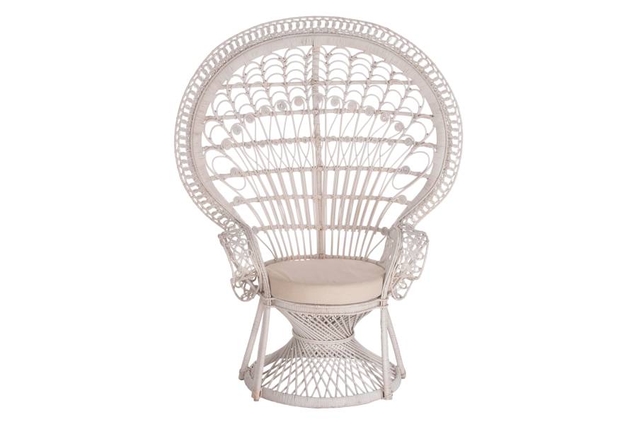 ΠΟΛΥΘΡΟΝΑ ROYAL PEACOCK HM9342.02 RATTAN ΣΕ ΛΕΥΚΟ-ΜΑΞΙΛΑΡΙ ΛΕΥΚΟ 114x72x150Yεκ.