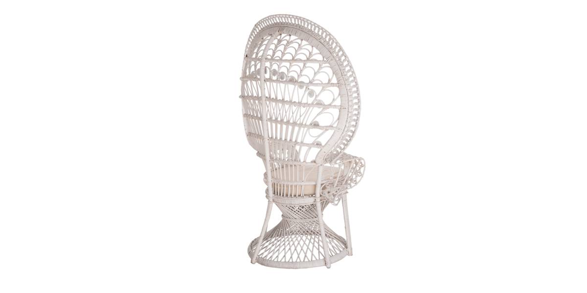ΠΟΛΥΘΡΟΝΑ ROYAL PEACOCK HM9342.02 RATTAN ΣΕ ΛΕΥΚΟ-ΜΑΞΙΛΑΡΙ ΛΕΥΚΟ 114x72x150Yεκ.