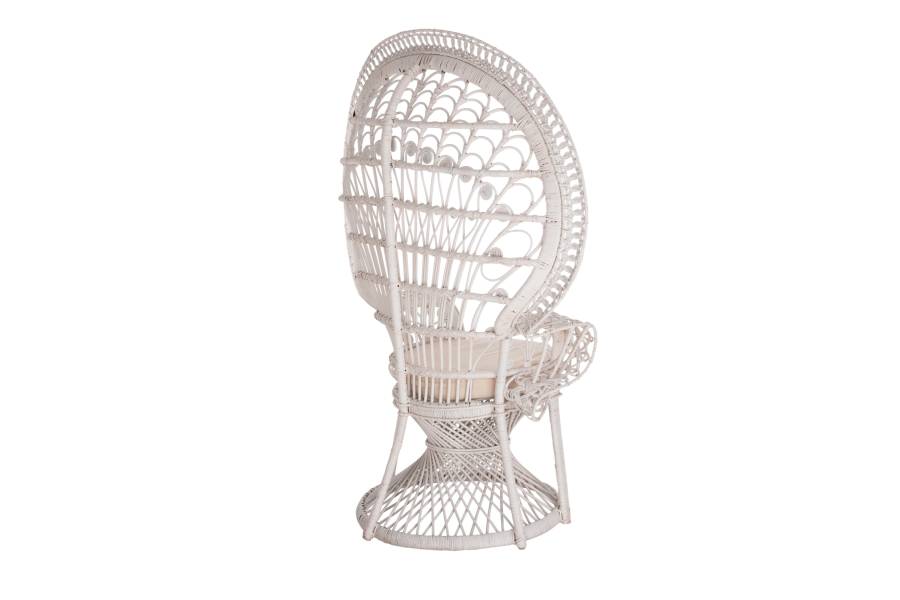 ΠΟΛΥΘΡΟΝΑ ROYAL PEACOCK HM9342.02 RATTAN ΣΕ ΛΕΥΚΟ-ΜΑΞΙΛΑΡΙ ΛΕΥΚΟ 114x72x150Yεκ.