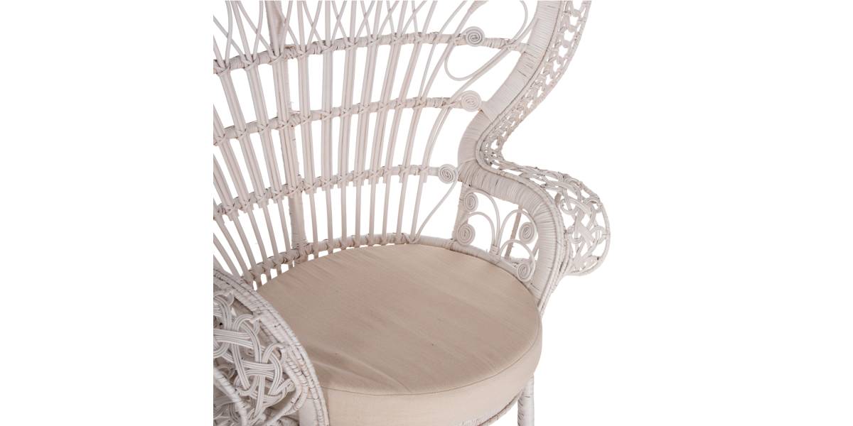 ΠΟΛΥΘΡΟΝΑ ROYAL PEACOCK HM9342.02 RATTAN ΣΕ ΛΕΥΚΟ-ΜΑΞΙΛΑΡΙ ΛΕΥΚΟ 114x72x150Yεκ.