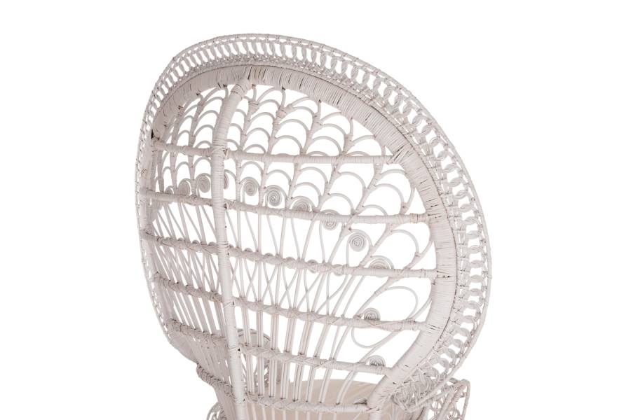 ΠΟΛΥΘΡΟΝΑ ROYAL PEACOCK HM9342.02 RATTAN ΣΕ ΛΕΥΚΟ-ΜΑΞΙΛΑΡΙ ΛΕΥΚΟ 114x72x150Yεκ.