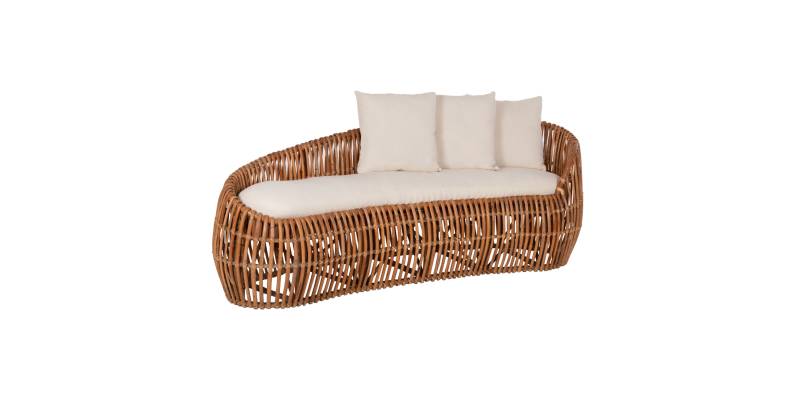 ΚΑΝΑΠΕΣ-ΑΝΑΚΛΙΝΤΡΟ LANTRY HM5991 ΦΥΣΙΚΟ RATTAN- ΛΕΥΚΑ ΜΑΞΙΛΑΡΙΑ 215x60x78Yεκ.