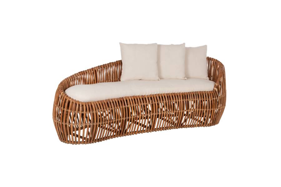 ΚΑΝΑΠΕΣ-ΑΝΑΚΛΙΝΤΡΟ LANTRY HM5991 ΦΥΣΙΚΟ RATTAN- ΛΕΥΚΑ ΜΑΞΙΛΑΡΙΑ 215x60x78Yεκ.