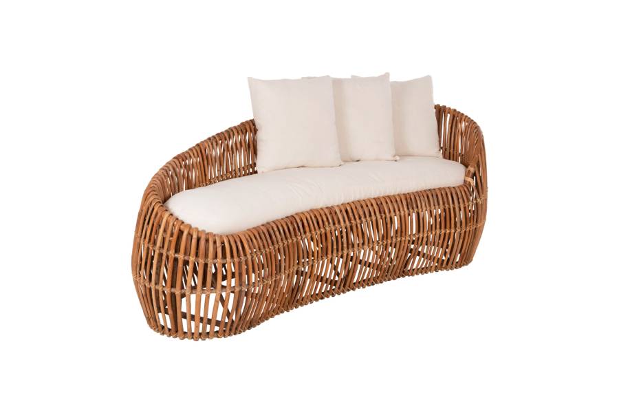 ΚΑΝΑΠΕΣ-ΑΝΑΚΛΙΝΤΡΟ LANTRY HM5991 ΦΥΣΙΚΟ RATTAN- ΛΕΥΚΑ ΜΑΞΙΛΑΡΙΑ 215x60x78Yεκ.